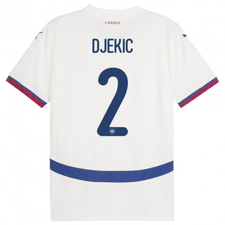 Criança Camisola Sérvia Djuro Giulio Djekic #2 Branco Alternativa 24-26 Camisa