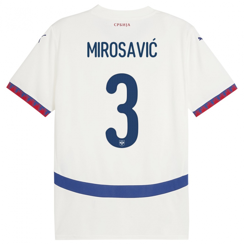 Criança Camisola Sérvia Veljko Mirosavic #3 Branco Alternativa 24-26 Camisa