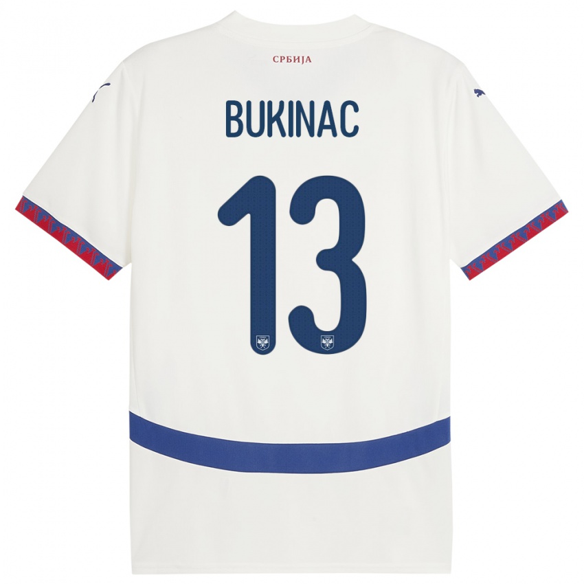 Criança Camisola Sérvia Stefan Bukinac #13 Branco Alternativa 24-26 Camisa