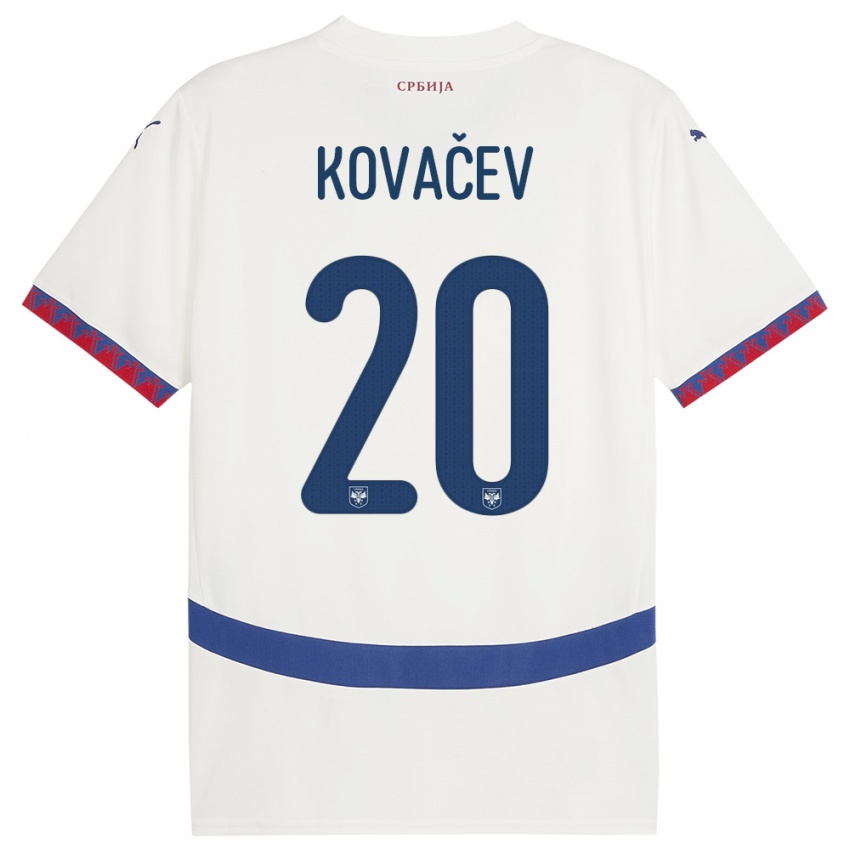 Criança Camisola Sérvia Milan Kovacev #20 Branco Alternativa 24-26 Camisa