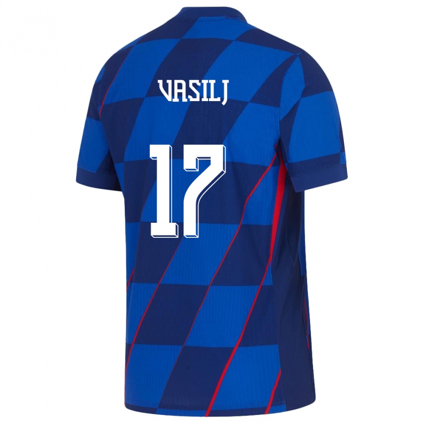 Criança Camisola Croácia Jakov Anton Vasilj #17 Azul Alternativa 24-26 Camisa