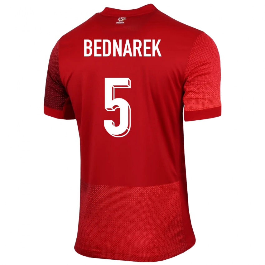 Criança Camisola Polónia Jan Bednarek #5 Vermelho Alternativa 24-26 Camisa