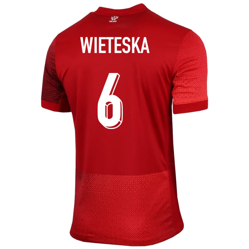 Criança Camisola Polónia Mateusz Wieteska #6 Vermelho Alternativa 24-26 Camisa