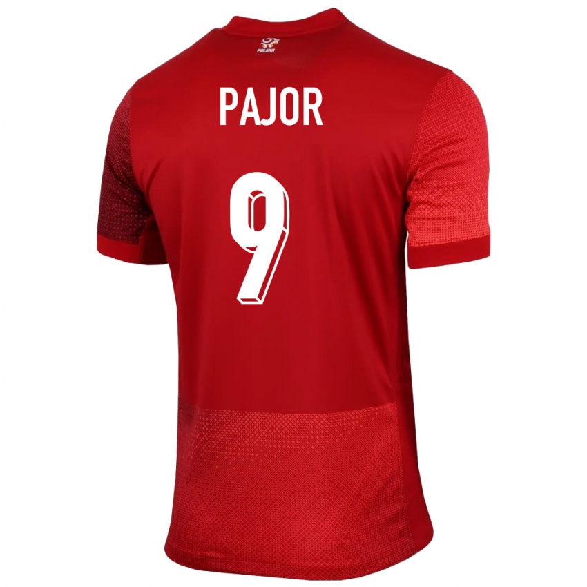 Criança Camisola Polónia Ewa Pajor #9 Vermelho Alternativa 24-26 Camisa