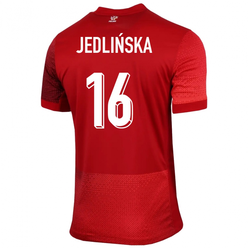 Criança Camisola Polónia Klaudia Jedlinska #16 Vermelho Alternativa 24-26 Camisa