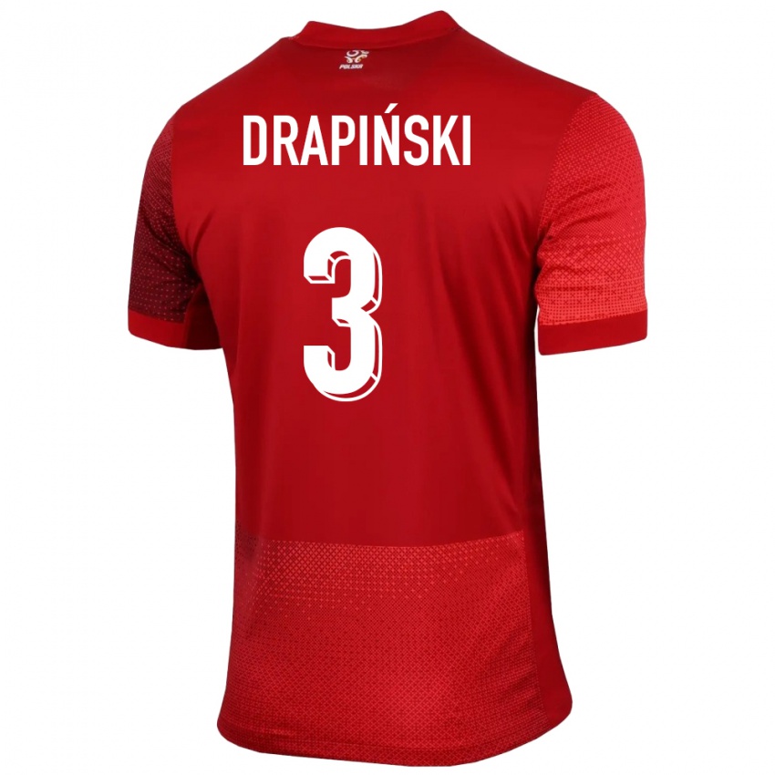 Criança Camisola Polónia Igor Drapinski #3 Vermelho Alternativa 24-26 Camisa