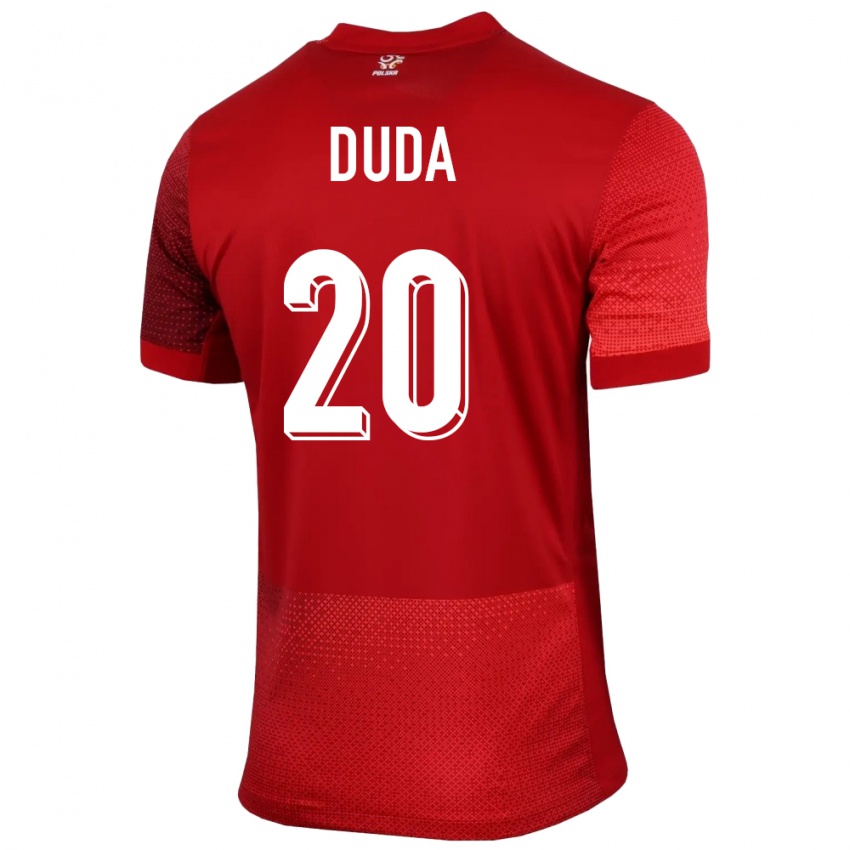 Criança Camisola Polónia Kacper Duda #20 Vermelho Alternativa 24-26 Camisa