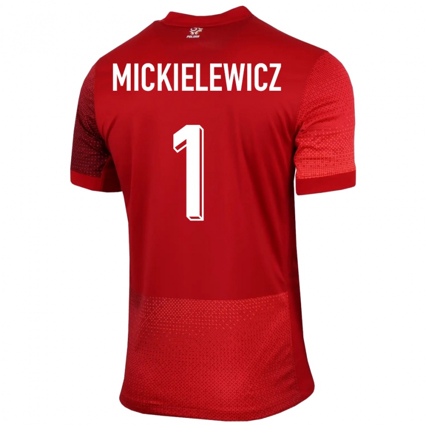 Criança Camisola Polónia Aleksander Mickielewicz #1 Vermelho Alternativa 24-26 Camisa