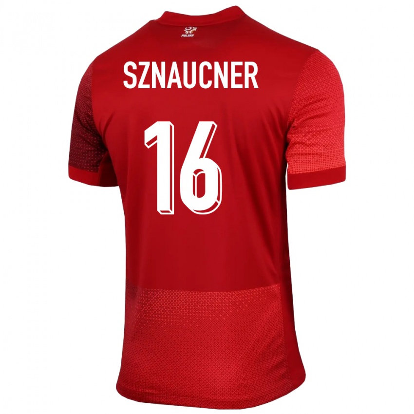 Criança Camisola Polónia Maksymilian Sznaucner #16 Vermelho Alternativa 24-26 Camisa