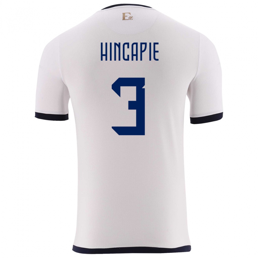 Criança Camisola Equador Piero Hincapie #3 Branco Alternativa 24-26 Camisa