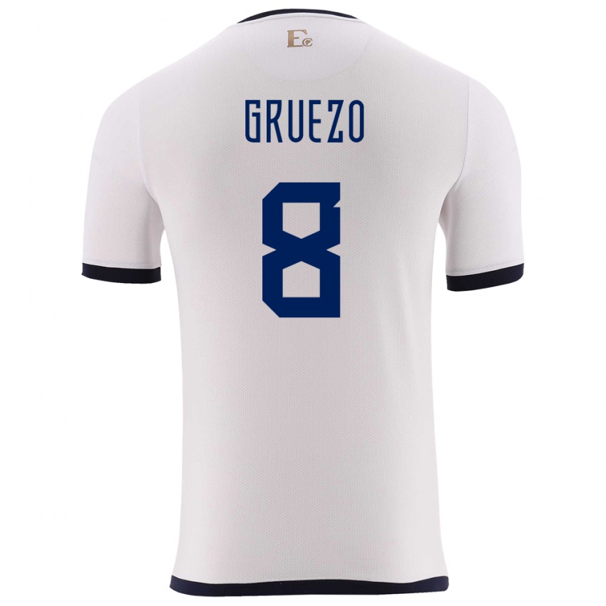 Criança Camisola Equador Carlos Gruezo #8 Branco Alternativa 24-26 Camisa