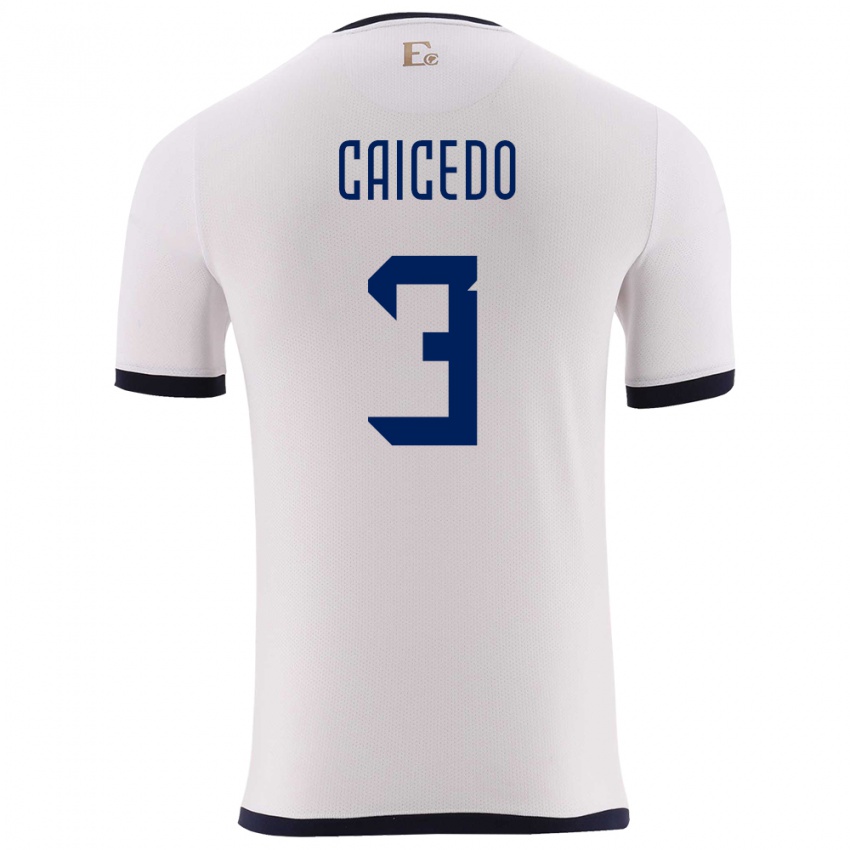 Criança Camisola Equador Jessy Caicedo #3 Branco Alternativa 24-26 Camisa