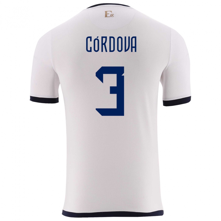 Criança Camisola Equador Luis Cordova #3 Branco Alternativa 24-26 Camisa