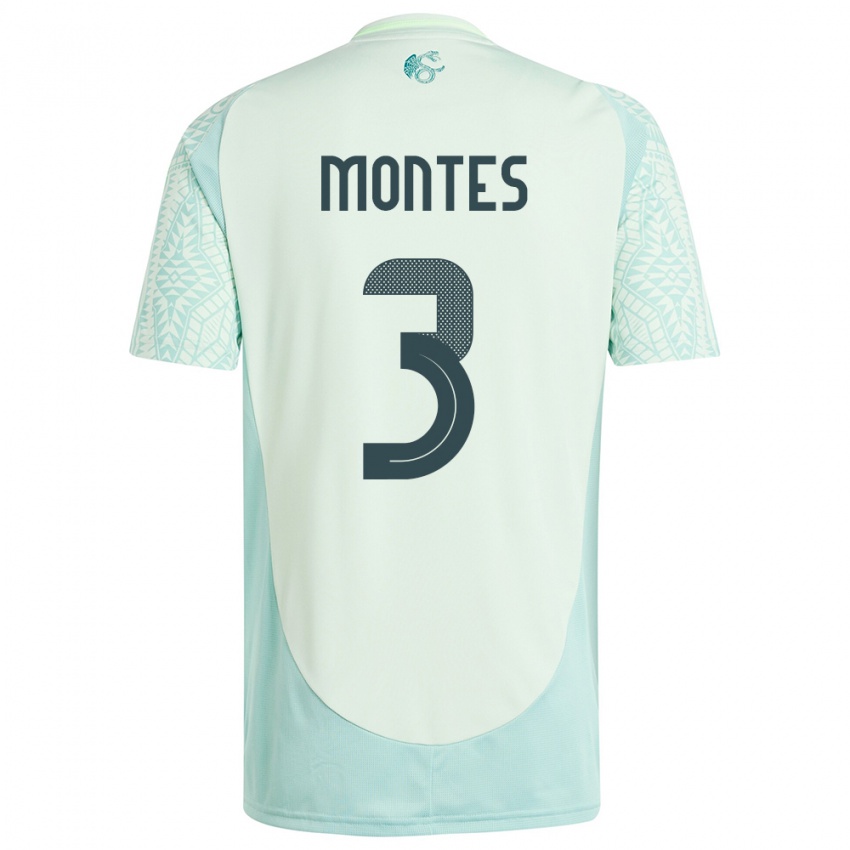 Criança Camisola México Cesar Montes #3 Linho Verde Alternativa 24-26 Camisa