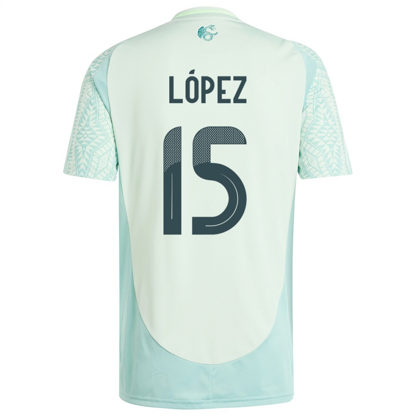 Criança Camisola México Everardo Lopez #15 Linho Verde Alternativa 24-26 Camisa