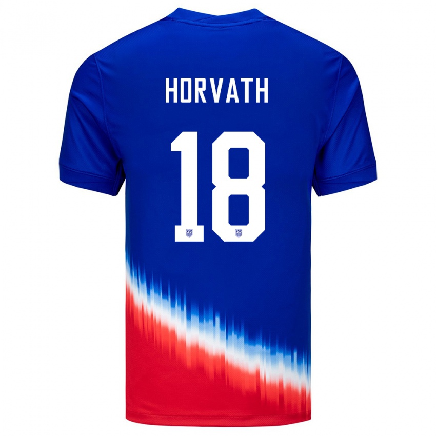 Criança Camisola Estados Unidos Ethan Horvath #18 Azul Alternativa 24-26 Camisa