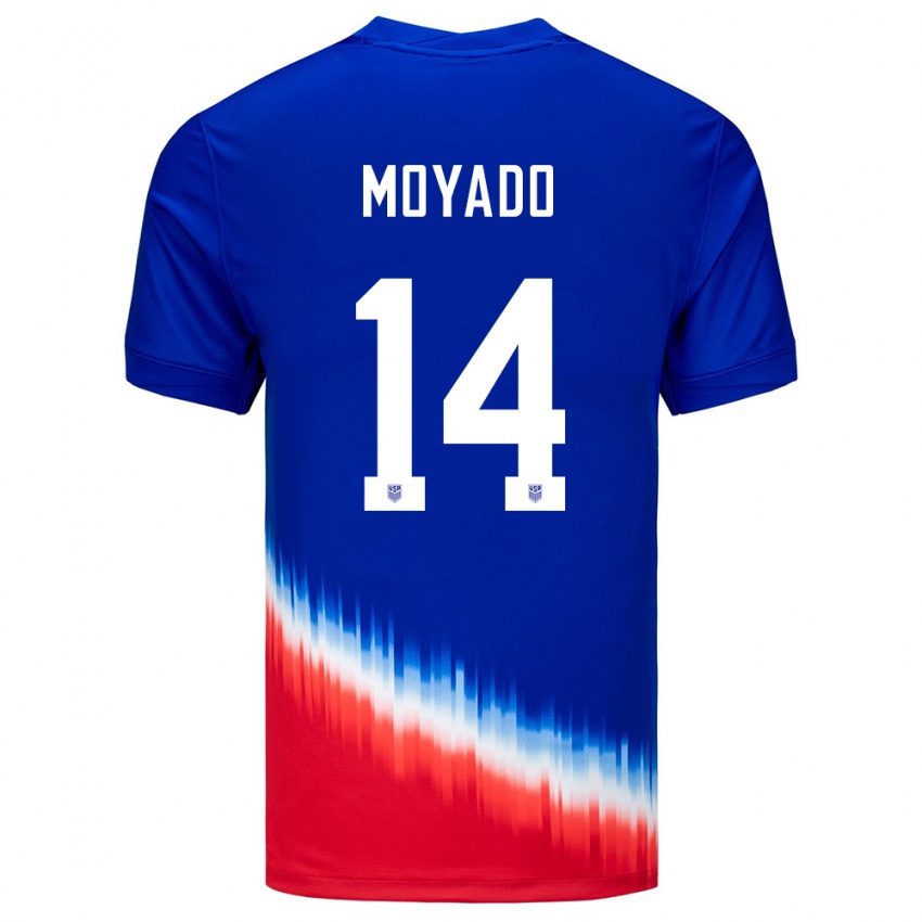 Criança Camisola Estados Unidos Bryan Moyado #14 Azul Alternativa 24-26 Camisa