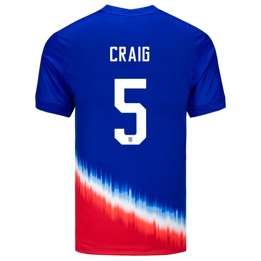 Criança Camisola Estados Unidos Brandan Craig #5 Azul Alternativa 24-26 Camisa