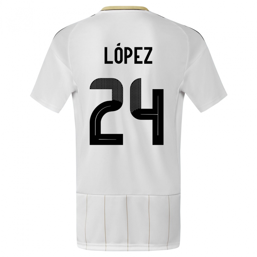 Criança Camisola Costa Rica Douglas Lopez #24 Branco Alternativa 24-26 Camisa