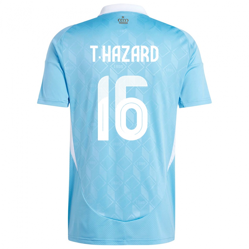 Criança Camisola Bélgica Thorgan Hazard #16 Azul Alternativa 24-26 Camisa