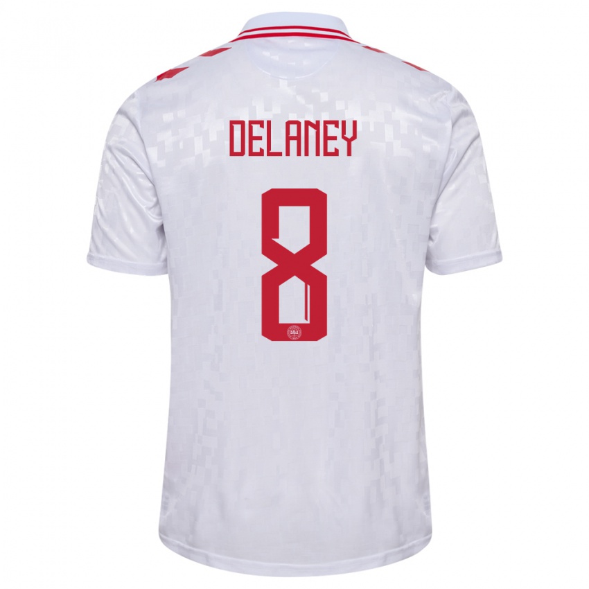 Criança Camisola Dinamarca Thomas Delaney #8 Branco Alternativa 24-26 Camisa