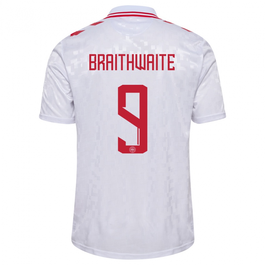 Criança Camisola Dinamarca Martin Braithwaite #9 Branco Alternativa 24-26 Camisa