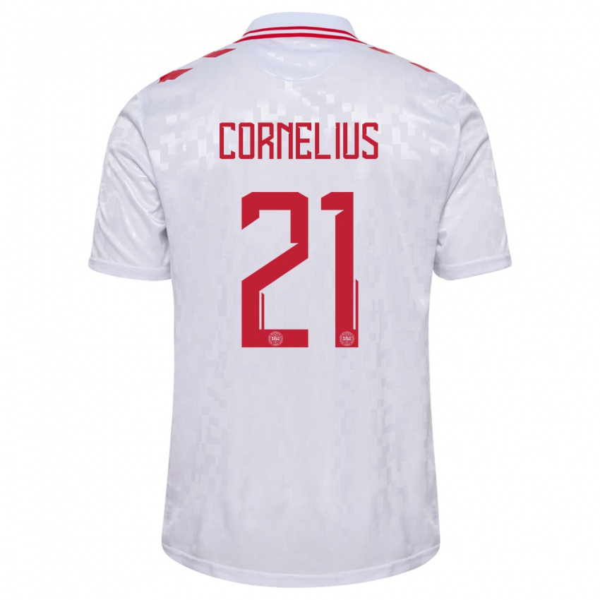 Criança Camisola Dinamarca Andreas Cornelius #21 Branco Alternativa 24-26 Camisa