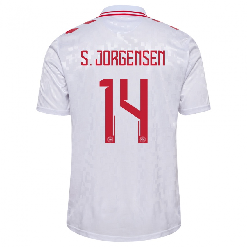 Criança Camisola Dinamarca Sebastian Jorgensen #14 Branco Alternativa 24-26 Camisa