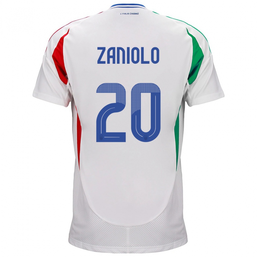 Criança Camisola Itália Nicolò Zaniolo #20 Branco Alternativa 24-26 Camisa