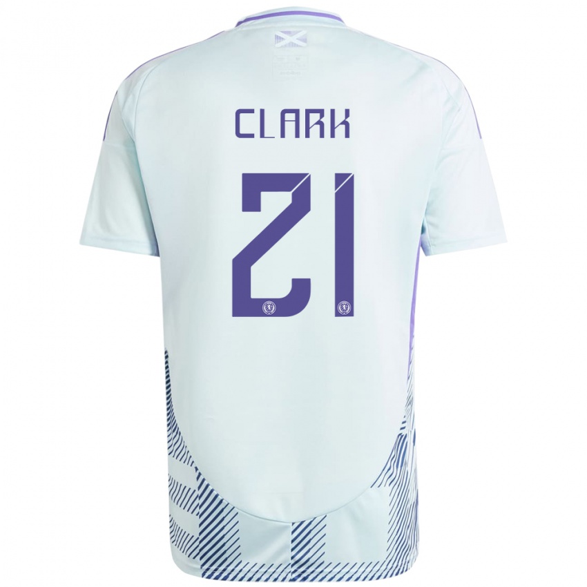 Criança Camisola Escócia Zander Clark #21 Azul Menta Claro Alternativa 24-26 Camisa