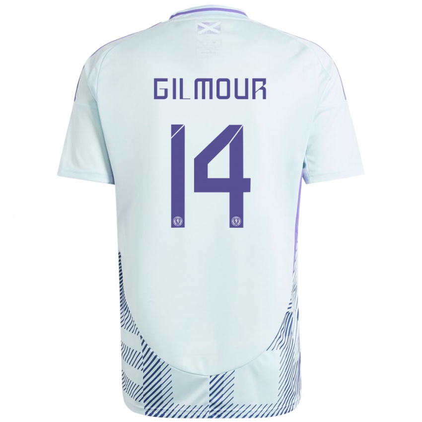 Criança Camisola Escócia Billy Gilmour #14 Azul Menta Claro Alternativa 24-26 Camisa