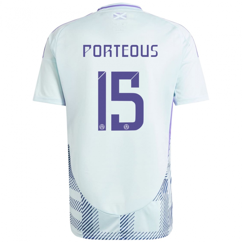 Criança Camisola Escócia Ryan Porteous #15 Azul Menta Claro Alternativa 24-26 Camisa