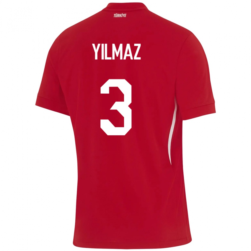 Criança Camisola Turquia Berkay Yılmaz #3 Vermelho Alternativa 24-26 Camisa