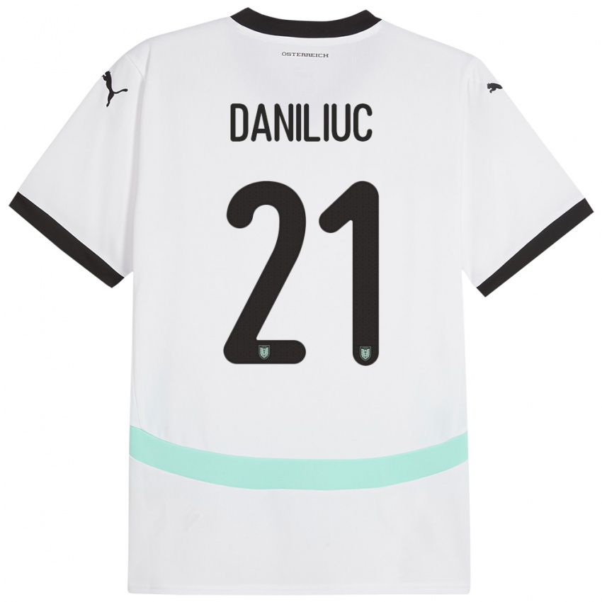 Criança Camisola Áustria Flavius Daniliuc #21 Branco Alternativa 24-26 Camisa