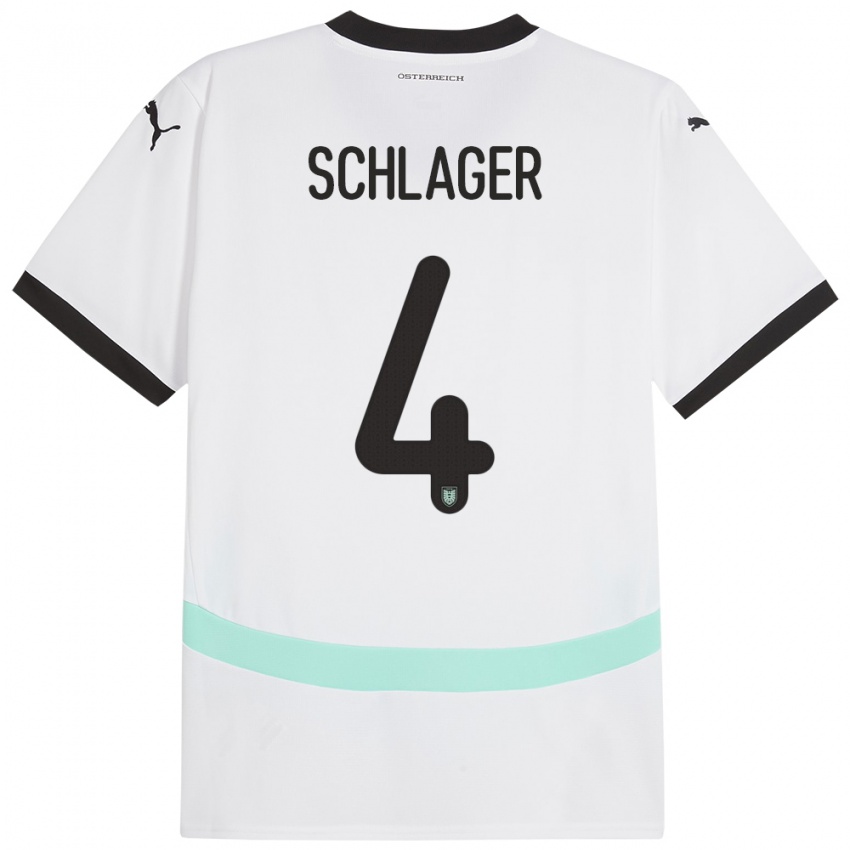 Criança Camisola Áustria Xaver Schlager #4 Branco Alternativa 24-26 Camisa