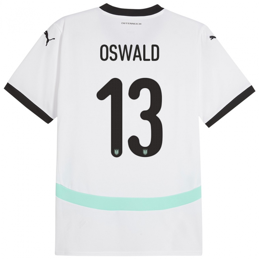 Criança Camisola Áustria Moritz Oswald #13 Branco Alternativa 24-26 Camisa