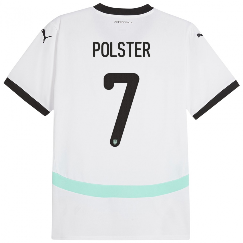 Criança Camisola Áustria Manuel Polster #7 Branco Alternativa 24-26 Camisa