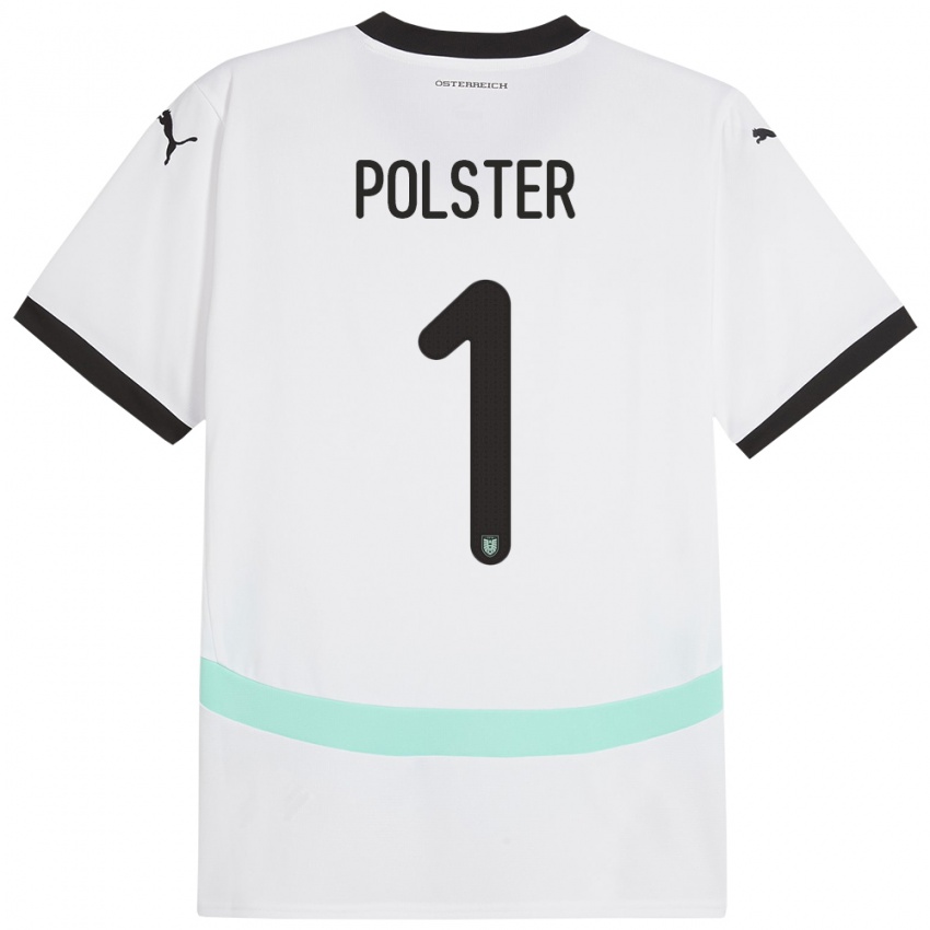 Criança Camisola Áustria Nikolas Polster #1 Branco Alternativa 24-26 Camisa