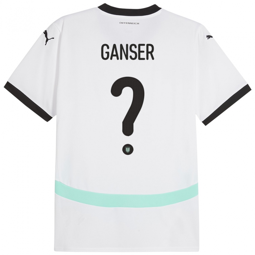 Criança Camisola Áustria Emil Ganser #0 Branco Alternativa 24-26 Camisa