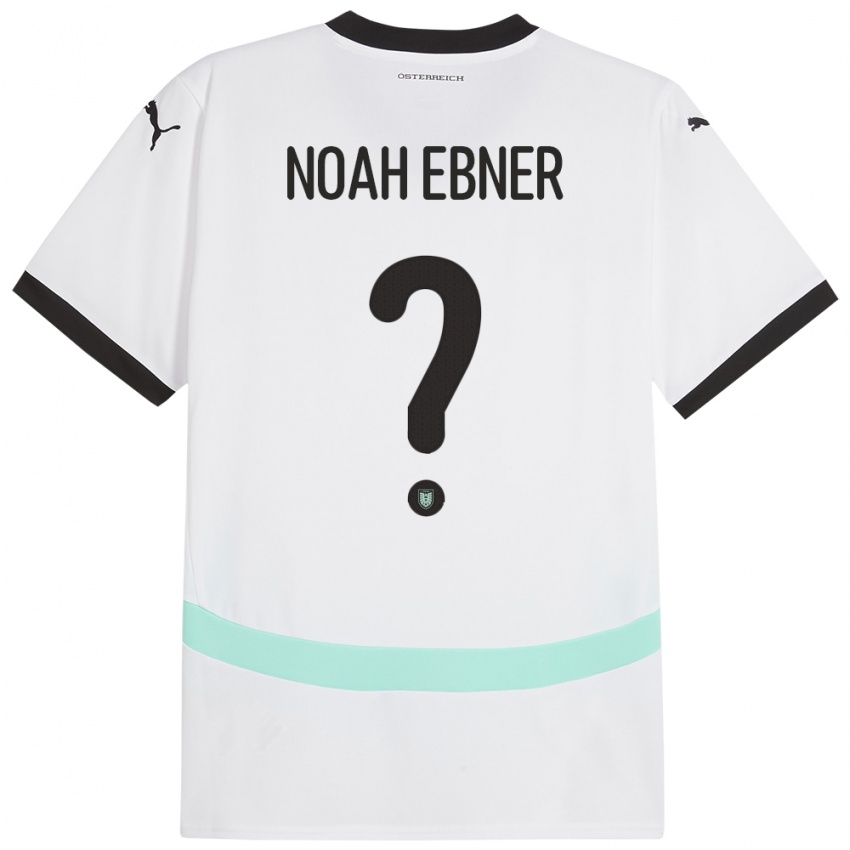 Criança Camisola Áustria Noah Ebner #0 Branco Alternativa 24-26 Camisa