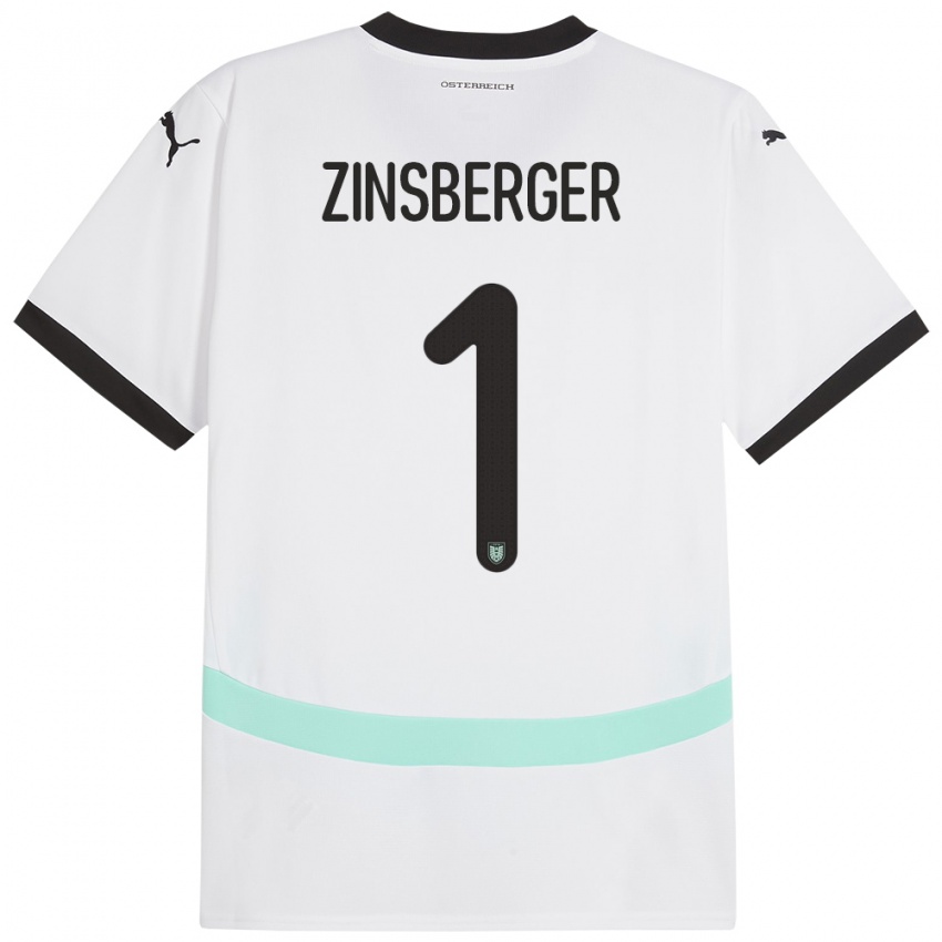 Criança Camisola Áustria Manuela Zinsberger #1 Branco Alternativa 24-26 Camisa