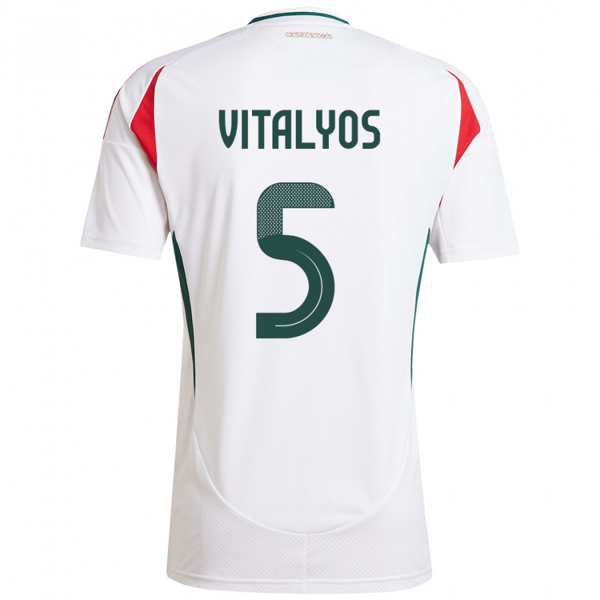 Criança Camisola Hungria Viktor Vitályos #5 Branco Alternativa 24-26 Camisa