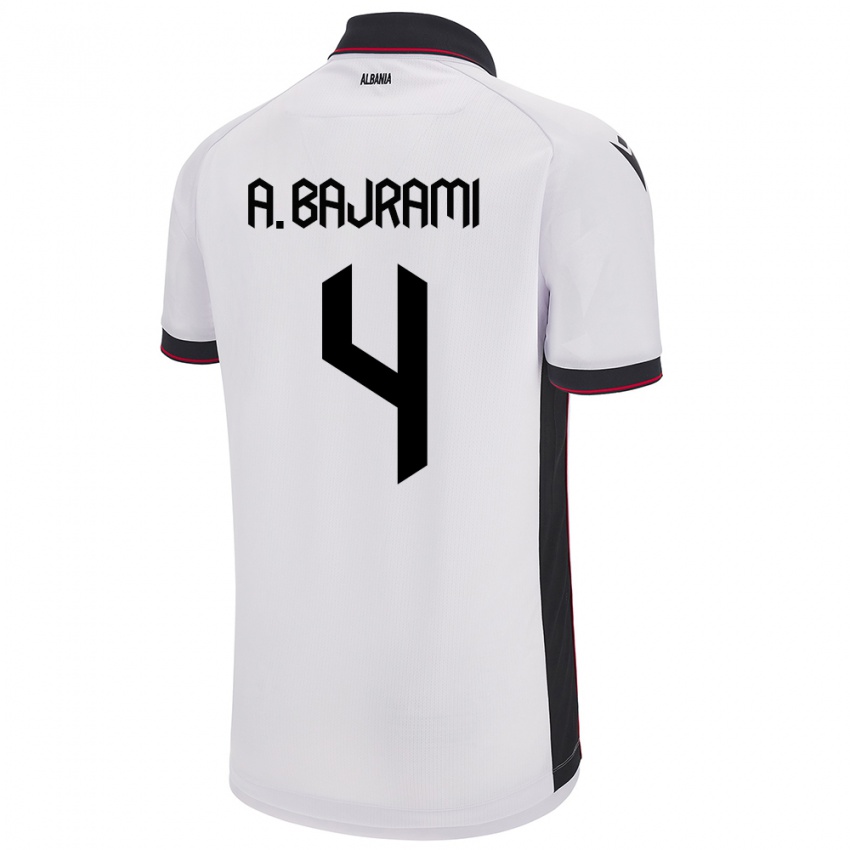 Criança Camisola Albânia Adrian Bajrami #4 Branco Alternativa 24-26 Camisa