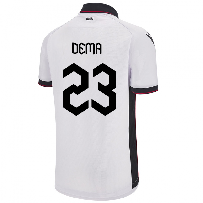 Criança Camisola Albânia Endri Dema #23 Branco Alternativa 24-26 Camisa