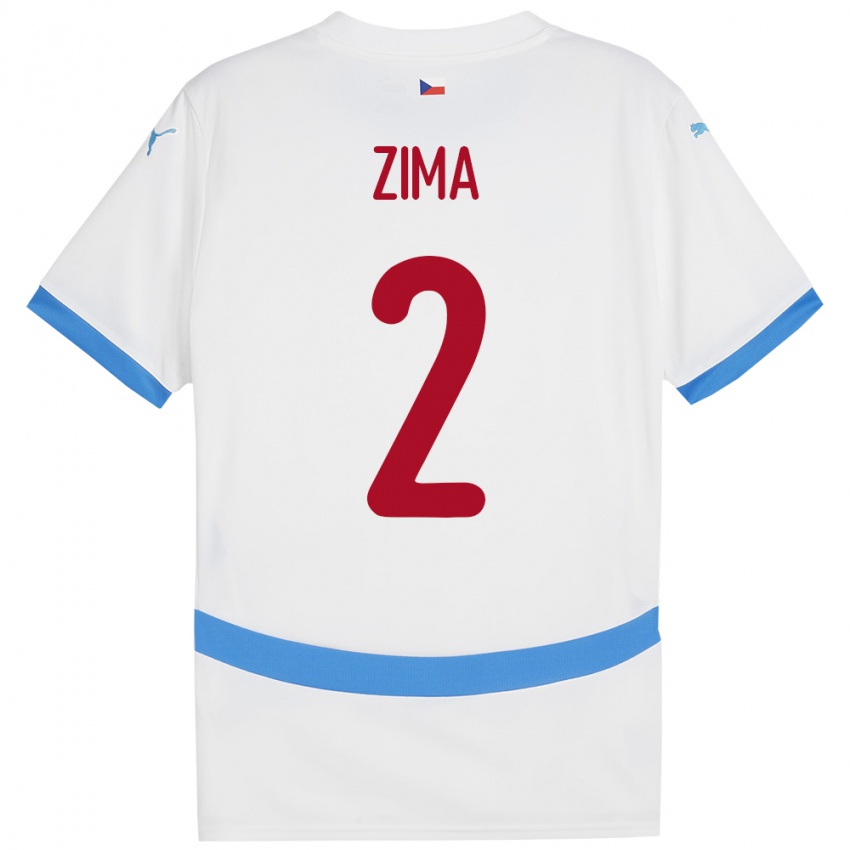 Criança Camisola República Checa David Zima #2 Branco Alternativa 24-26 Camisa