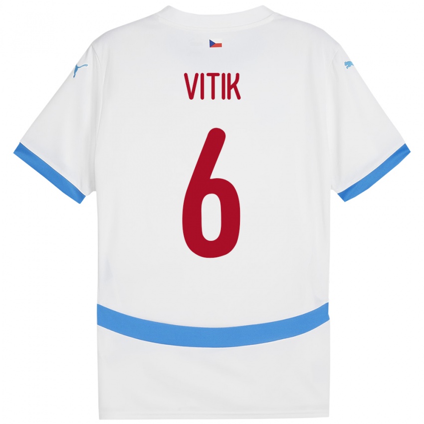 Criança Camisola República Checa Martin Vitík #6 Branco Alternativa 24-26 Camisa