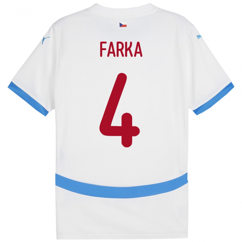 Criança Camisola República Checa Dominik Farka #4 Branco Alternativa 24-26 Camisa