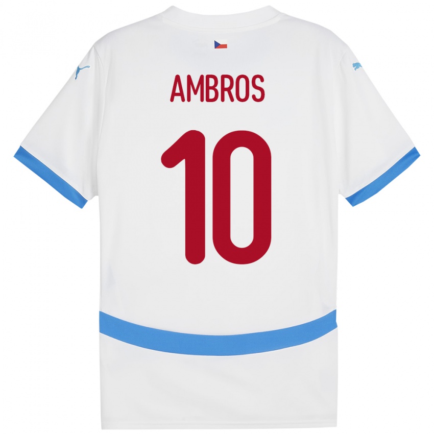 Criança Camisola República Checa Lukas Ambros #10 Branco Alternativa 24-26 Camisa