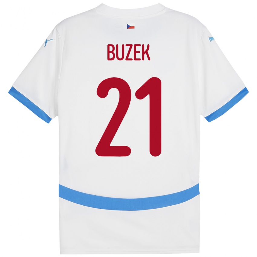Criança Camisola República Checa Alexandr Buzek #21 Branco Alternativa 24-26 Camisa