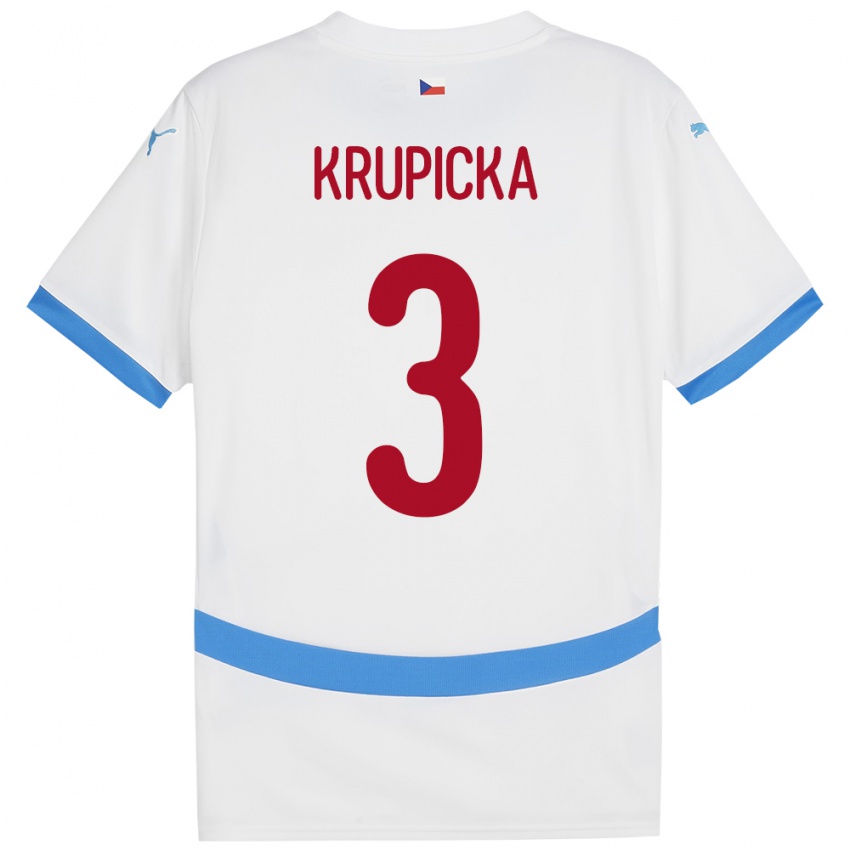 Criança Camisola República Checa David Krupicka #3 Branco Alternativa 24-26 Camisa